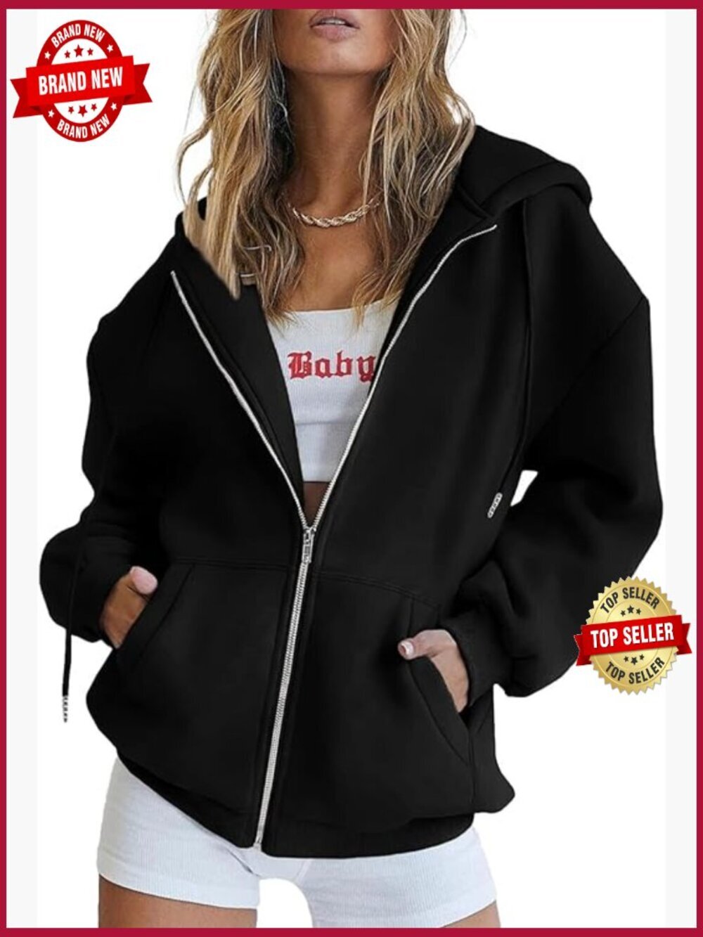 Women's Zip Up Hoodie Long Sleeve Sweatshirt Track Jacket with Pockets